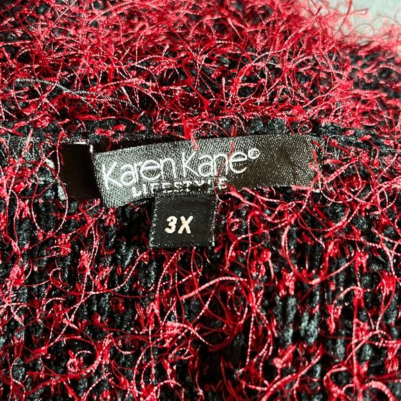 Karen Kane Lifestyle Sweater Womens Size 3X Red Knit Hairy Pullover Long Sleeves - Picture 5 of 9